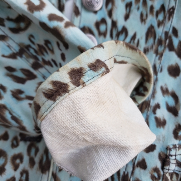 Laurèl by Escada Vintage 90s/00 Velvet/Brushed Blue Leopard Print Jacket Size 42 - Picture 9 of 15